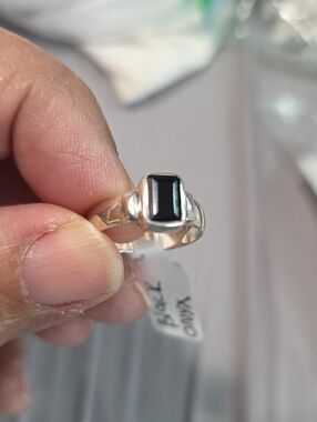 Sterling Silver Black Onyx Rectangular Ring - Classic Women's Jewelry
